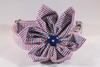 Preppy Red White and Blue Girl Dog Patriotic Seersucker Flower Bow Tie Dog Collar