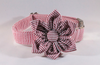 Preppy Red Seersucker Girl Dog Flower Bow Tie Dog Collar