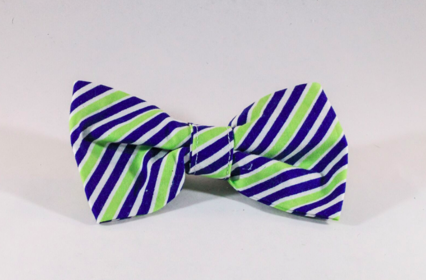 Navy Blue and Lime Dog Bow Tie
