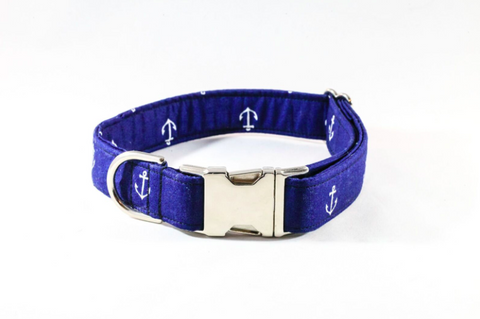 Navy Blue Anchor Dog Collar