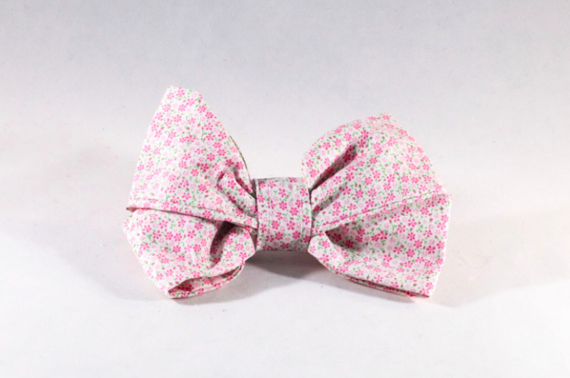 Pink Cherry Blossom Floral Girl Dog Bow Tie