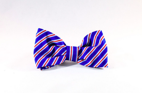 Preppy Red White and Blue Patriotic Stripes Dog Bow Tie