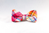 Preppy Pink and Orange Madras Dog Bow Tie Collar