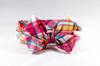 Preppy Pink and Orange Madras Girl Dog Bow Tie Collar