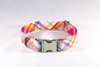 Preppy Pink and Orange Madras Dog Bow Tie Collar