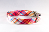 Preppy Pink and Orange Madras Dog Bow Tie Collar