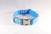 Preppy Aqua and Coral Seaside Stripes Girl Dog Flower Bow Tie Collar