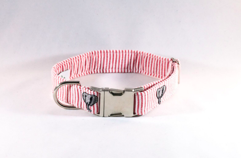 Crimson Tide Alabama Seersucker Dog Collar