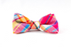 Preppy Pink and Orange Madras Bow Tie Kitty Cat Collar