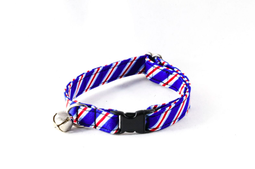 Red White and Blue Patriotic Stripes Kitty Cat Collar
