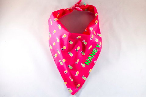 Pink Pineapple Monogrammed Dog Bandana