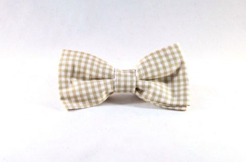 Preppy khaki Gingham Dog Bow Tie