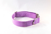 Preppy Purple Gingham Girl Dog Flower Bow Tie Collar