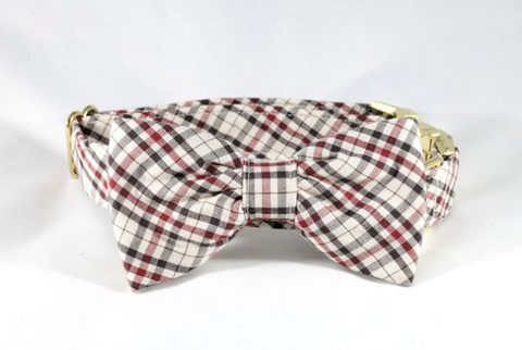 The Dapper Gent Classic Plaid Dog Bow Tie Collar