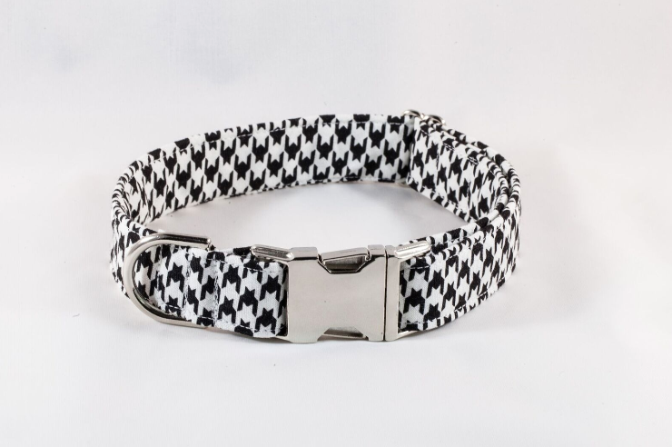 Classic Black and White Houndstooth Dog Collar