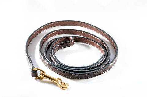 5 Foot Havana Brown Leather Dog Leash