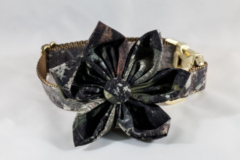 The Sporting Pup Camo Girl Dog Flower Bow Tie Collar--Classic