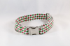 Green and Red Christmas Houndstooth Girl Dog Flower Bow Tie Collar