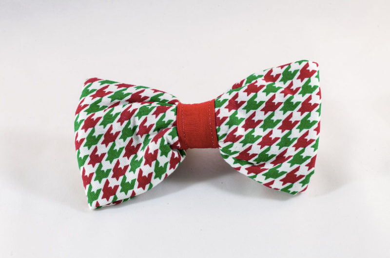 Green and Red Christmas Houndstooth Dog Bow Tie
