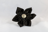 Black and Gold Polka Dot Girl Dog Flower Bow Tie Collar