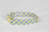 Preppy Mardi Gras Gingham Dog Bow Tie Collar With Fleur de Lis
