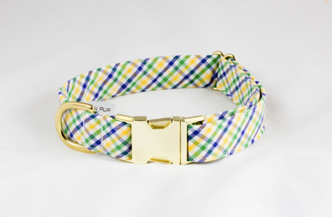 Mardi Gras Gingham Dog Collar