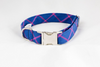 Limited Edition Preppy Blue and Magenta Plaid Dog Bow Tie Collar