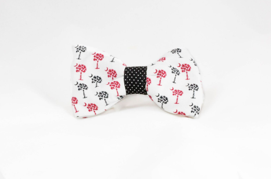 Gamecocks Garnet and Black Palmetto Palm Tree Game Day Dog Bow Tie