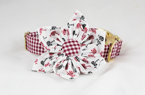 Gamecocks Garnet and Black Gingham Palmetto Palm Tree Game Day Girl Dog Flower Bow Tie Collar