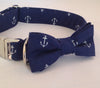 Navy Blue Anchor Dog Bow Tie Collar